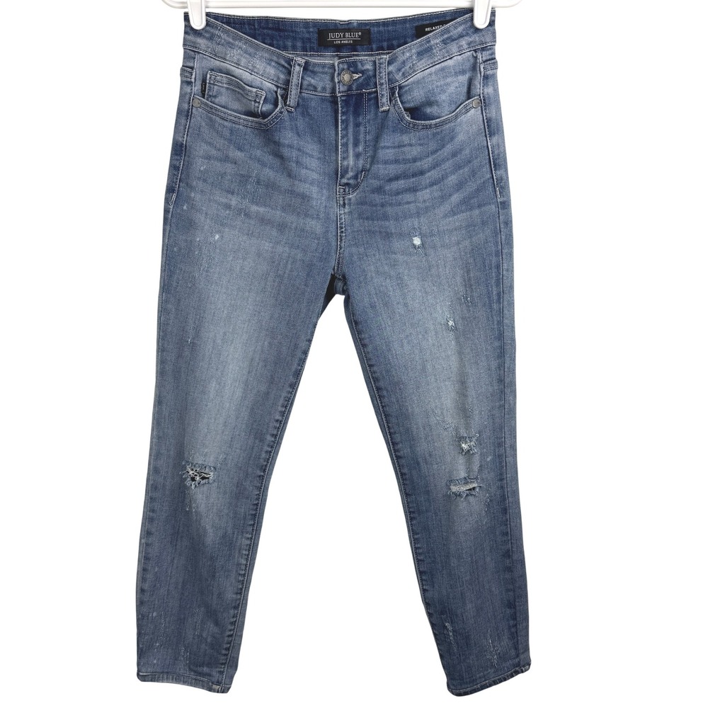 Judy‎ Blue Women's Jeans 29 Blue Distressed Relaxed Fit Stretch Casual Denim